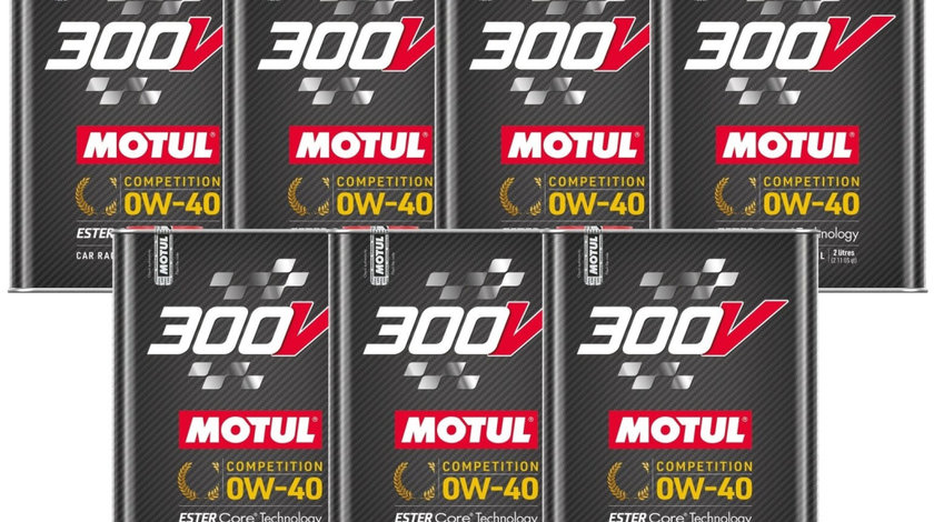 Set 7 Buc Ulei Motor Motul 300V Power Ester Core® Technology Car Racing Motor Oil 0W-40 2L 110857