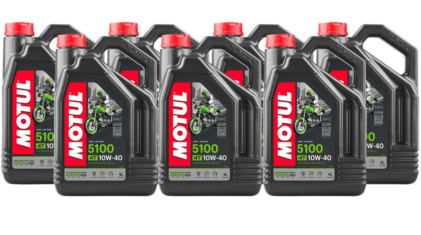 Set 7 Buc Ulei Motor Motul 4T 5100 10W-40 Ester MA2 4L 104068