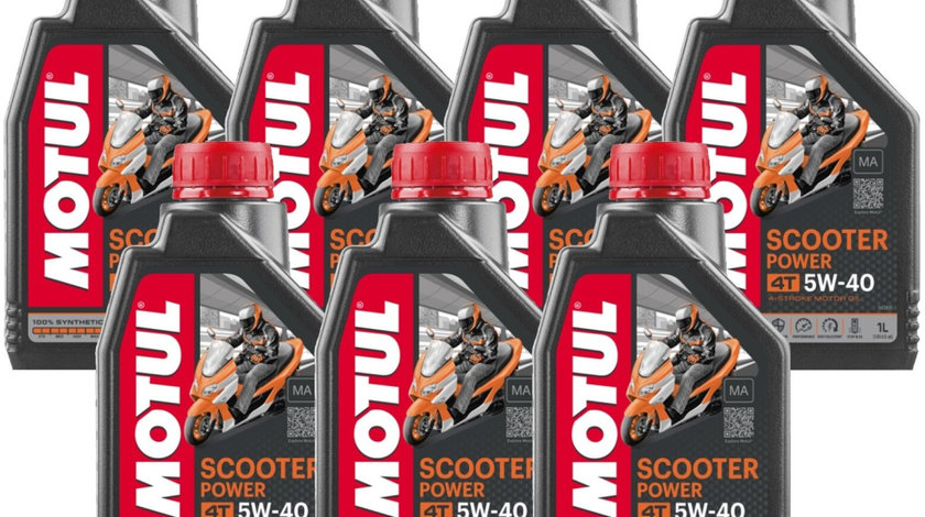 Set 7 Buc Ulei Motor Motul 4T Scooter Power 5W-40 1L 105958