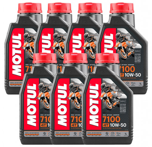 Set 7 Buc Ulei Motor Motul 7100 4T 100% Syntetic 10W-50 1L 104097