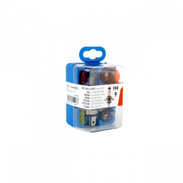 Set 8 Buc Becuri Rezerva Si Sigurante Amio H4 12V 60/55W AVX-AM01496