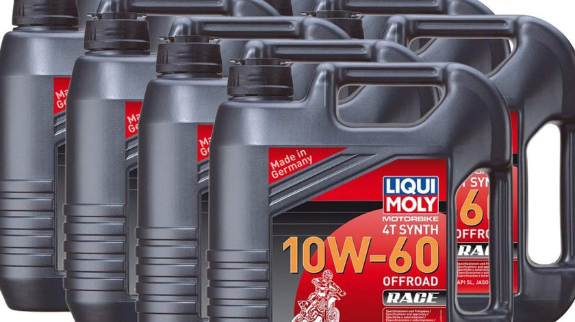 Set 8 Buc Ulei Motor Liqui Moly Motorbike 4T Synth 10W-60 Offroad Race 4L 3054