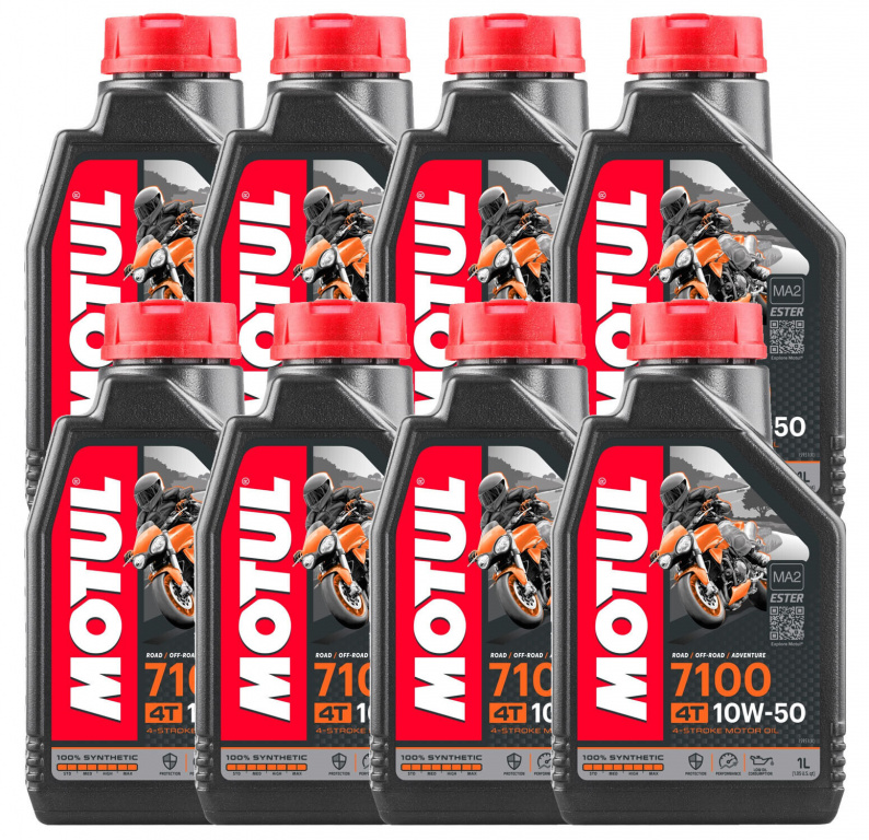 Set 8 Buc Ulei Motor Motul 7100 4T 100% Syntetic 10W-50 1L 104097