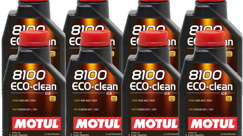 Set 8 Buc Ulei Motor Motul 8100 Eco-Clean C2 5W-30 1L 101542