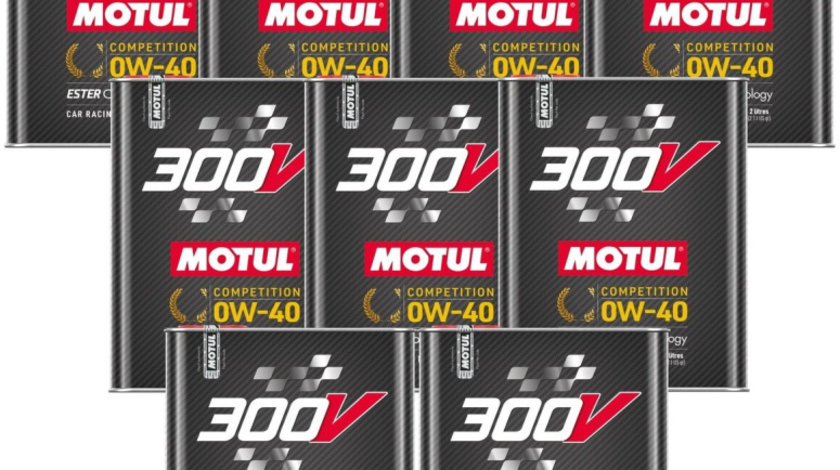 Set 9 Buc Ulei Motor Motul 300V Power Ester Core® Technology Car Racing Motor Oil 0W-40 2L 110857