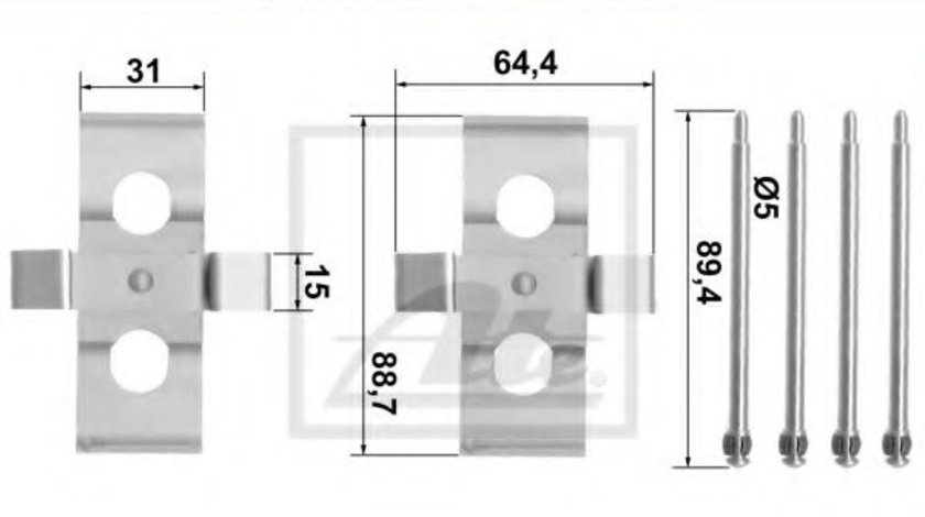 Set accesorii, placute frana MERCEDES E-CLASS (W124) (1993 - 1995) ATE 13.0460-0268.2 piesa NOUA