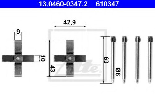 Set accesorii, placute frana OPEL VECTRA B (36) (1995 - 2002) ATE 13.0460-0347.2 piesa NOUA