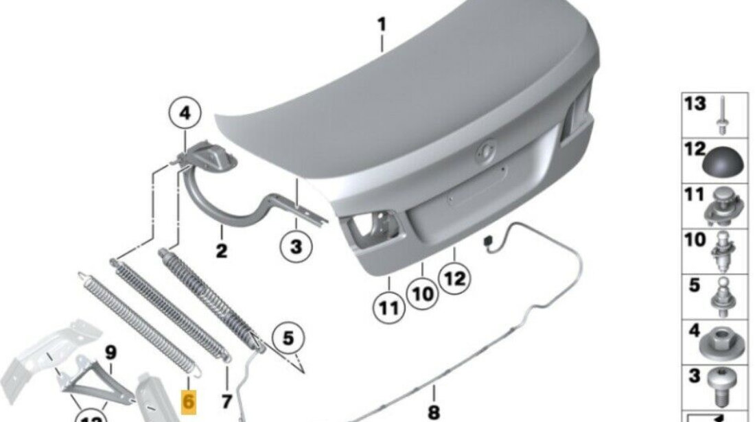 Set Arcuri Tensiune Haion Portbagaj Portbagaj Dreapta + Stanga Oe Bmw Seria 5 F10 2009-2016 51247204367 + 51247204366