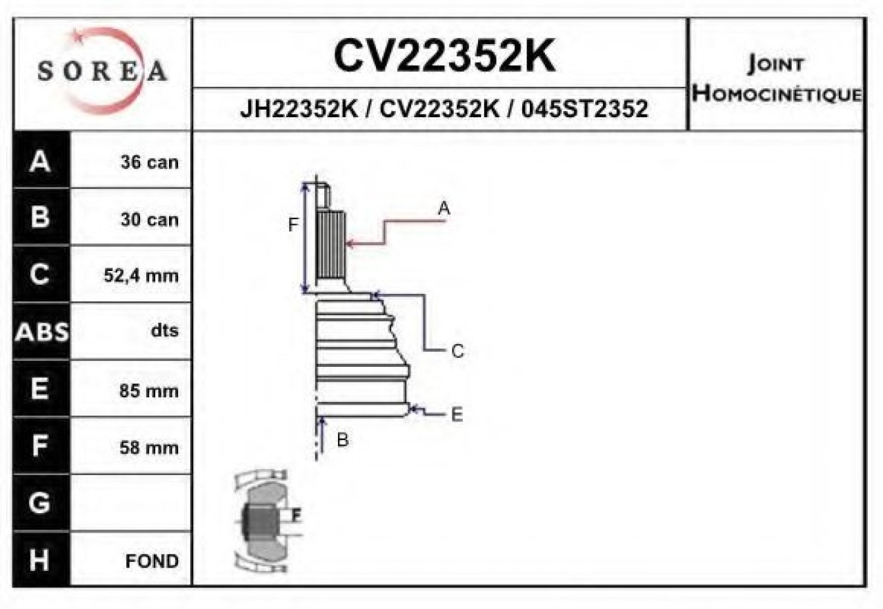 Set articulatie, planetara SKODA FABIA I Limuzina (6Y3) (1999 - 2007) EAI CV22352K piesa NOUA