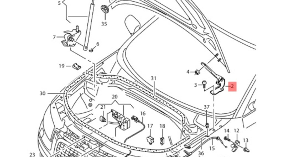 Set balamale capota Audi A3 (8P) Coupe 2004 2.0 TDI OEM 8P0823301