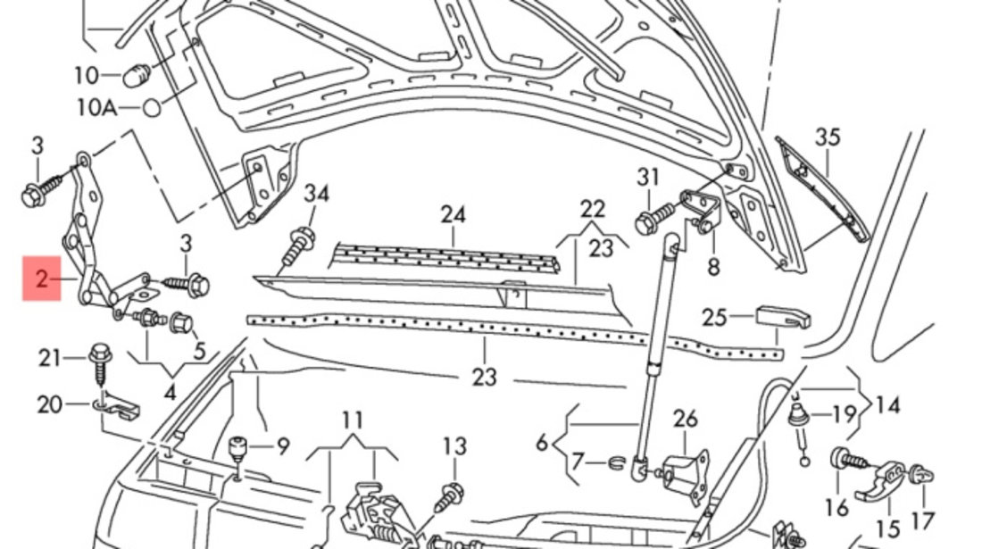 Set balamale capota fata Volkswagen Sharan (7M9) Monovolum 2001 1.9 TDI OEM 7M0823301L