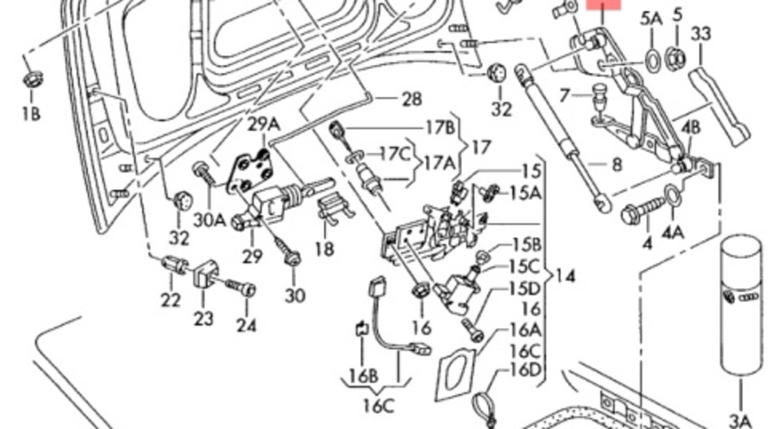 Set balamale capota portbagaj Audi A6 C5 (4B2) Berlina 2002 1.9 TDI OEM 4B5827302F