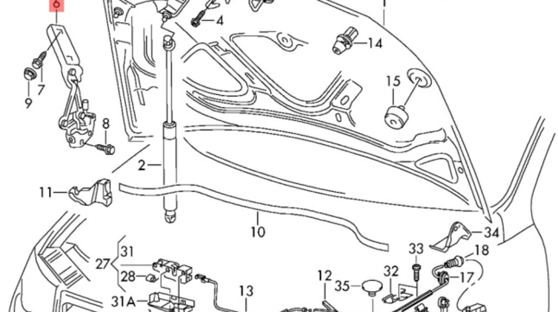 Set balamale capota Volkswagen Passat B6 (3C2) Berlina 2008 2.0 TDI OEM 3C0823301E