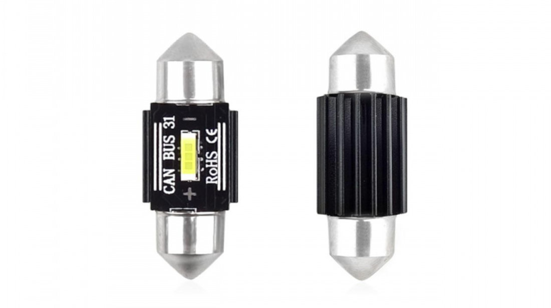 Set becuri auto cu LED CANBUS sofit C5W 1 SMD 31mm Alb 12/24V AVX-AM02441