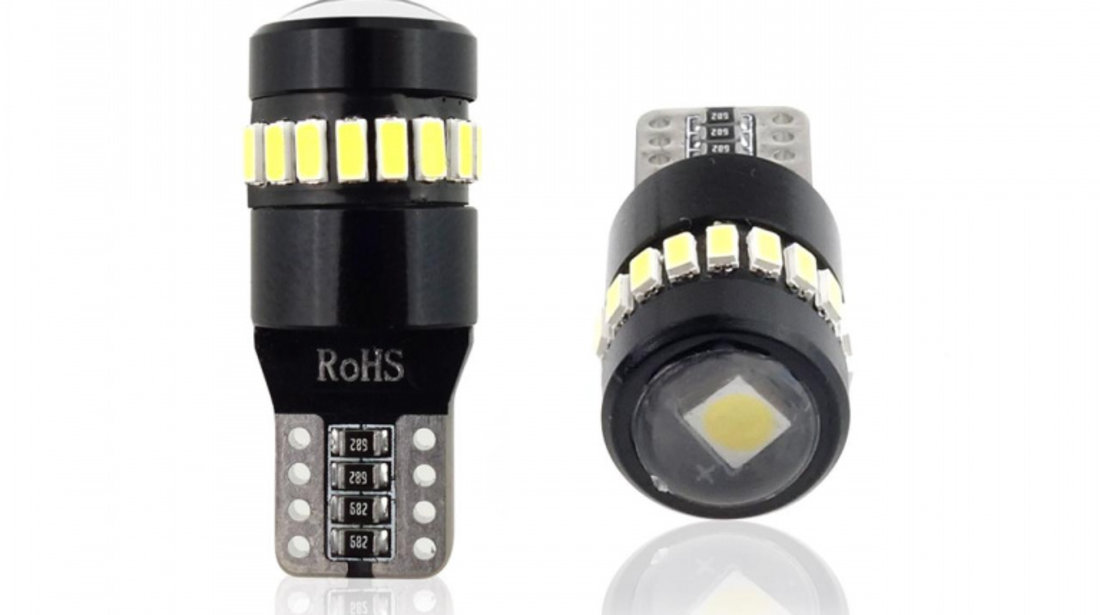 Set becuri auto cu LED CANBUS T10 W5W 19 SMD Alb 12V AVX-AM02446