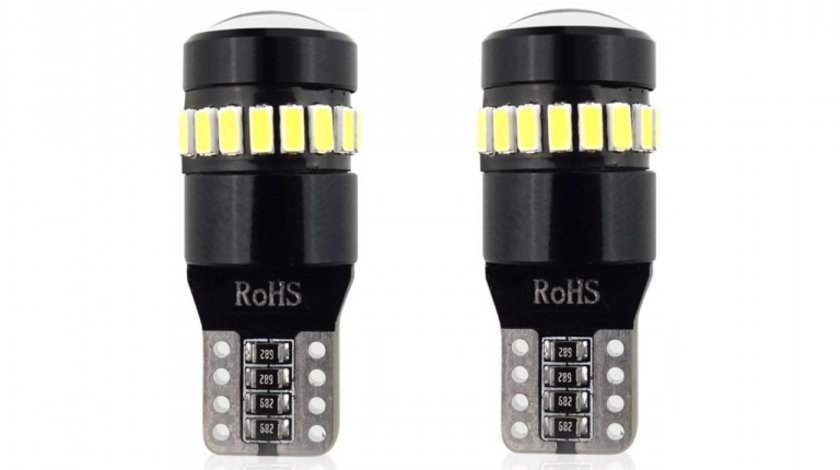 Set becuri auto cu LED CANBUS T10 W5W 19 SMD Alb 12V AVX-AM02446