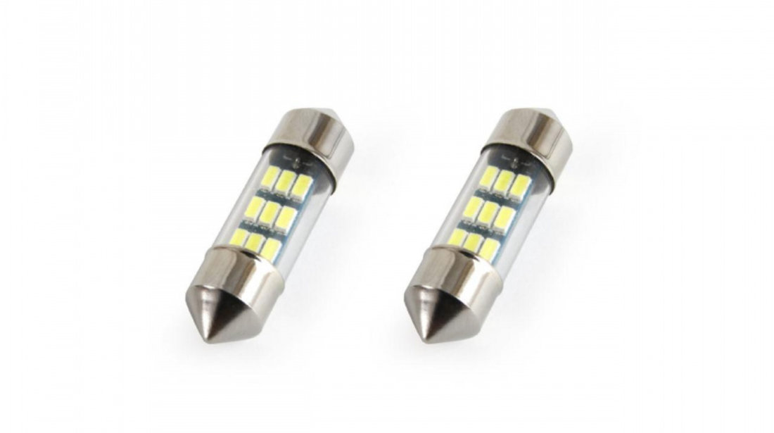 Set becuri auto cu LED sofit C5W 9 SMD 31mm Alb 12V AVX-AM01089