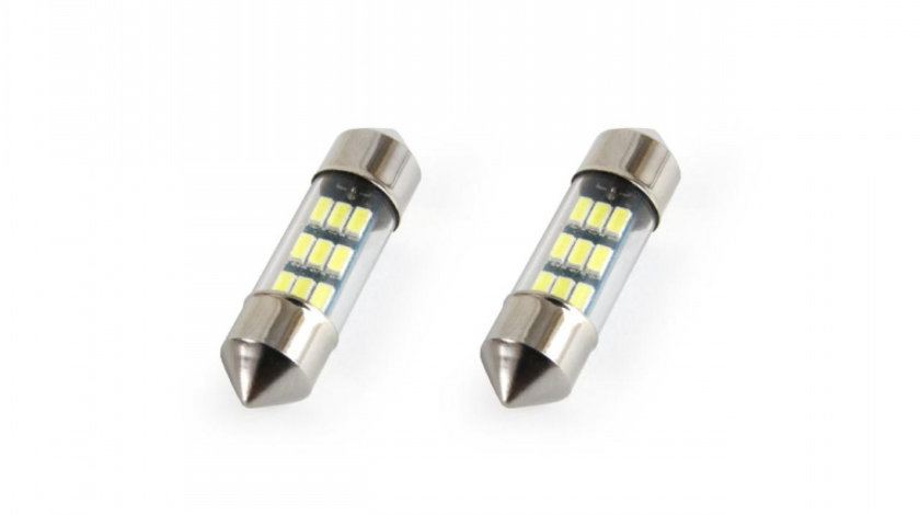 Set becuri auto cu LED sofit C5W 9 SMD 31mm Alb 12V AVX-AM01089