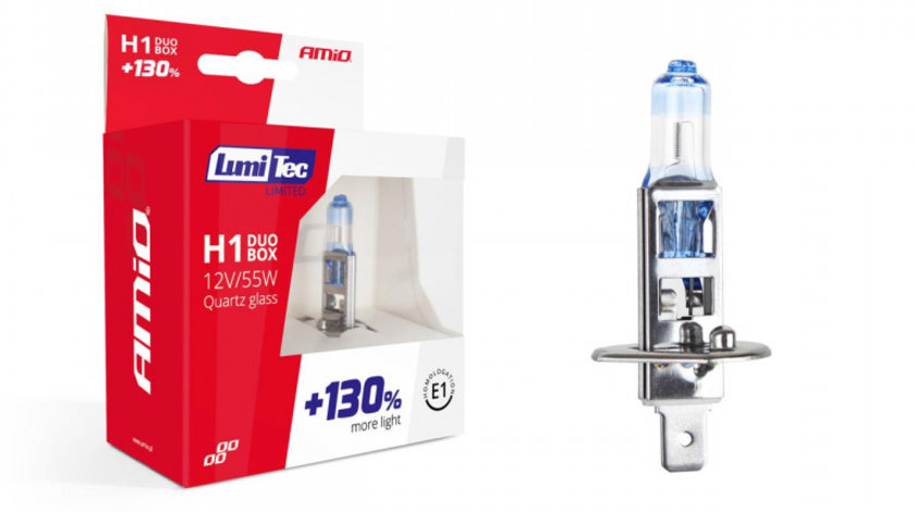 Set becuri cu halogen H1 12V 55W LumiTec LIMITED + 130% DUO BOX AVX-AM01404