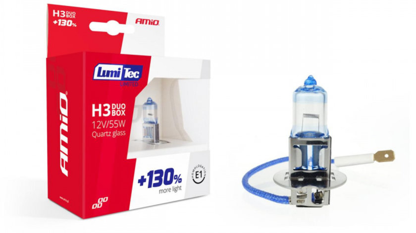 Set becuri cu halogen H3 12V 55W LumiTec LIMITED + 130% DUO BOX AVX-AM02102