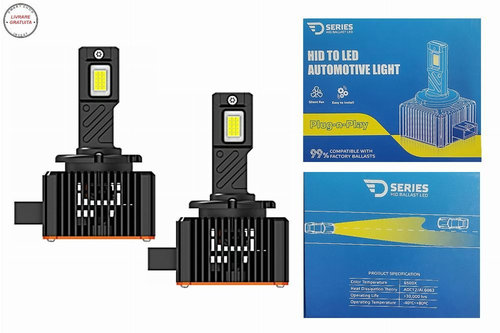 Set Becuri LED D1R Conversie Xenon-LED Seria D 6000K 4300LM High Power- livrare gratuita