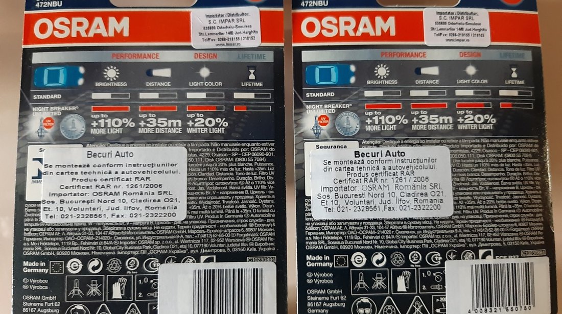 Set becuri Osram H4 si H1 Night Breaker, H7 Cool Blue