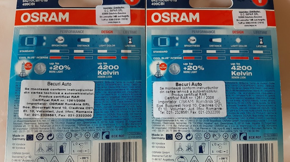 Set becuri Osram H4 si H1 Night Breaker, H7 Cool Blue