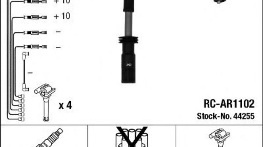 Set cablaj aprindere ALFA ROMEO 147 (937) (2000 - 2010) NGK 44255 piesa NOUA