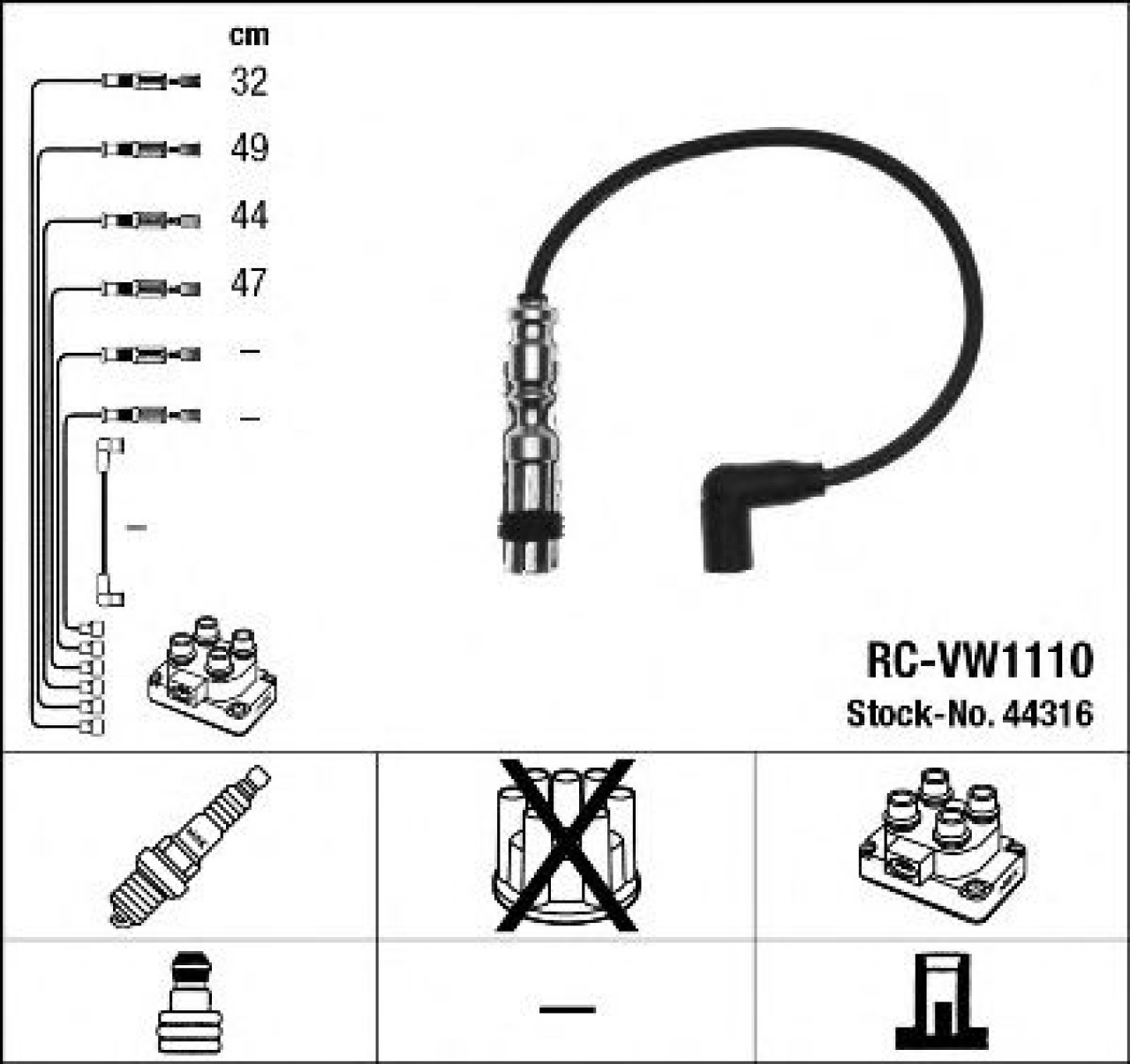 Set cablaj aprindere AUDI A3 (8P1) (2003 - 2012) NGK 44316 piesa NOUA