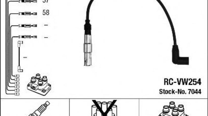 Set cablaj aprindere AUDI A3 Cabriolet (8P7) (2008 - 2013) NGK 7044 piesa NOUA