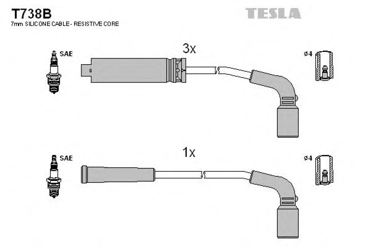 Set cablaj aprindere CHEVROLET KALOS (2005 - 2016) TESLA T738B piesa NOUA