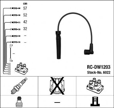 Set cablaj aprindere CHEVROLET LACETTI (J200) (2003 - 2016) NGK 6022 piesa NOUA