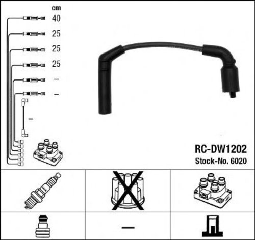 Set cablaj aprindere DAEWOO MATIZ (KLYA) (1998 - 2016) NGK 6020 piesa NOUA