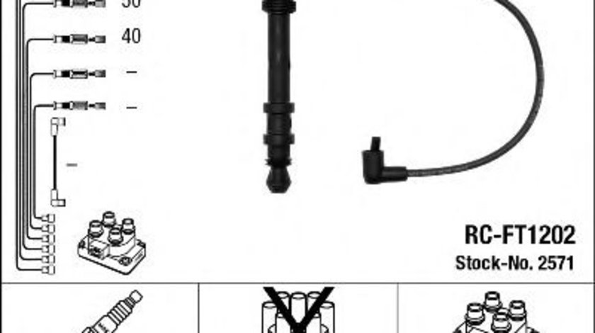 Set cablaj aprindere FIAT ALBEA (178) (1996 - 2009) NGK 2571 piesa NOUA