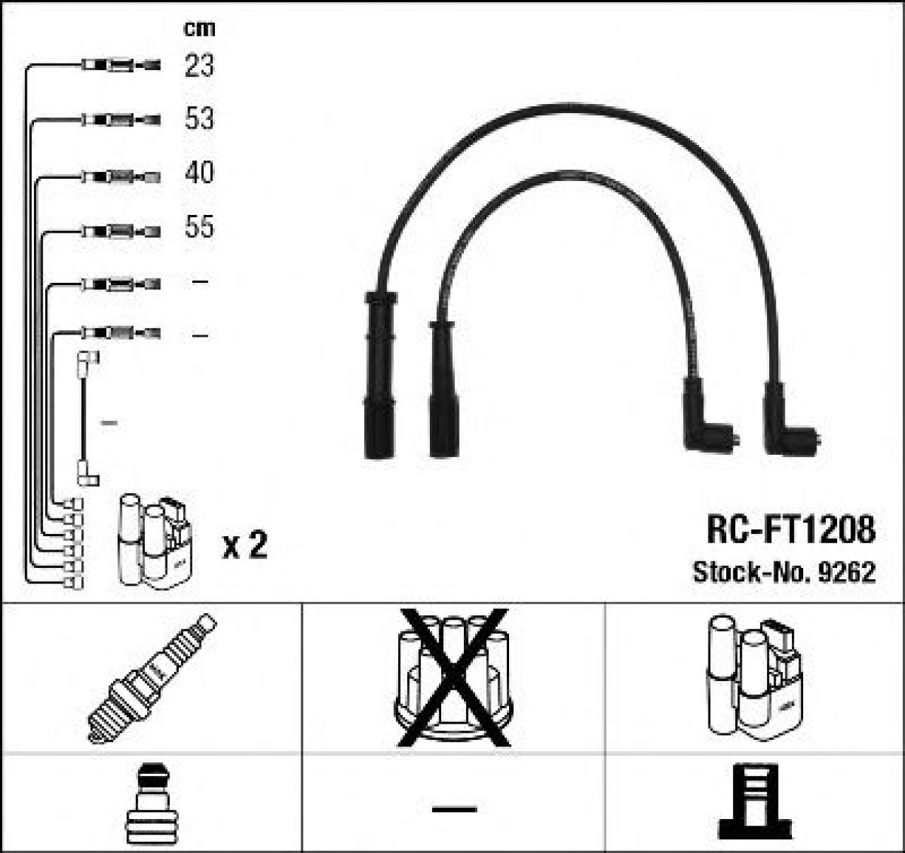 Set cablaj aprindere FIAT PUNTO (188) (1999 - 2016) NGK 9262 piesa NOUA