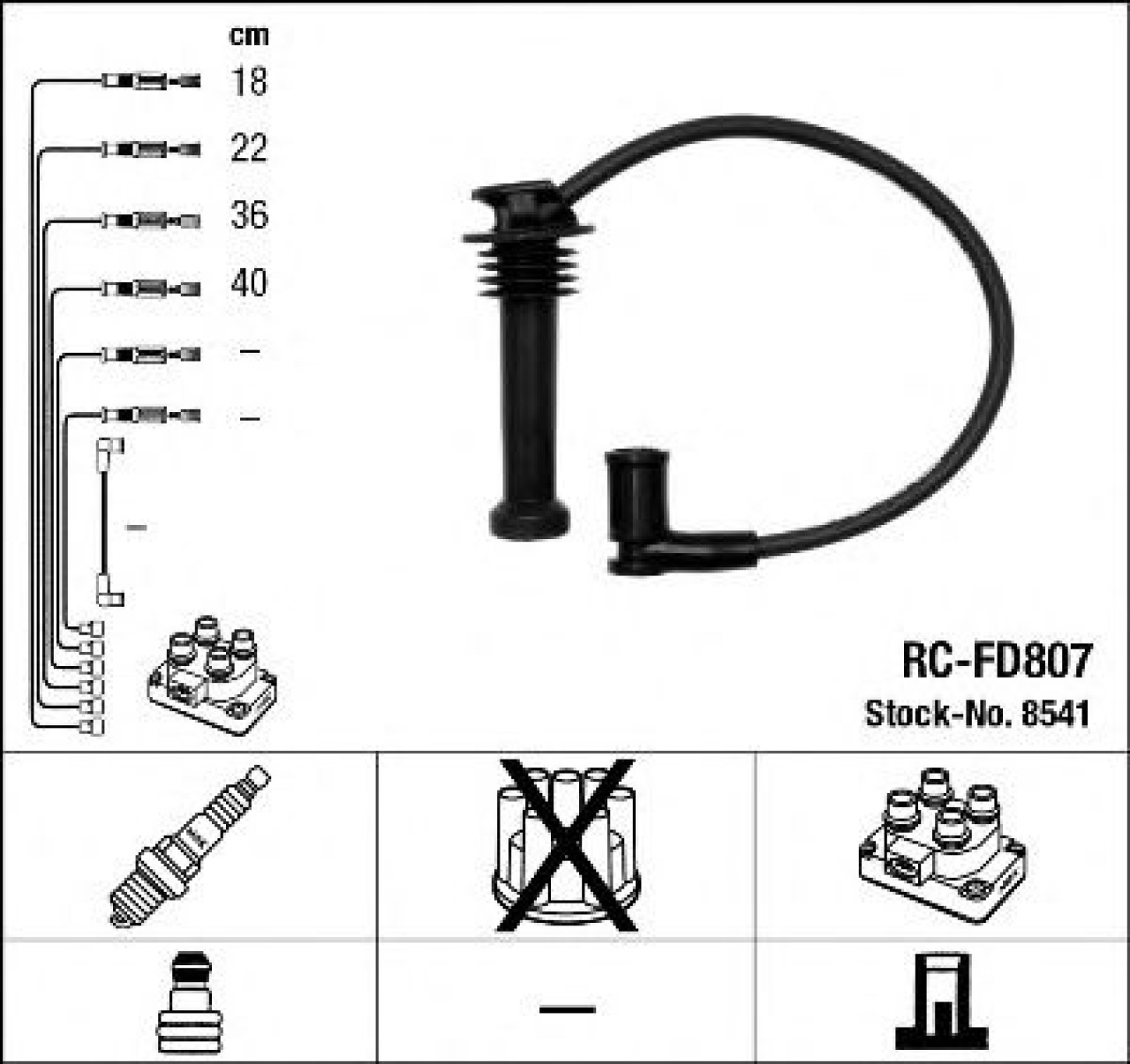 Set cablaj aprindere FORD FOCUS Combi (DNW) (1999 - 2007) NGK 8541 piesa NOUA