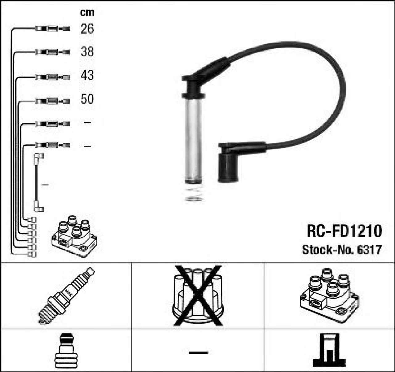 Set cablaj aprindere FORD KA (RB) (1996 - 2008) NGK 6317 piesa NOUA