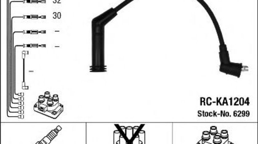 Set cablaj aprindere HYUNDAI i10 (PA) (2007 - 2013) NGK 6299 piesa NOUA