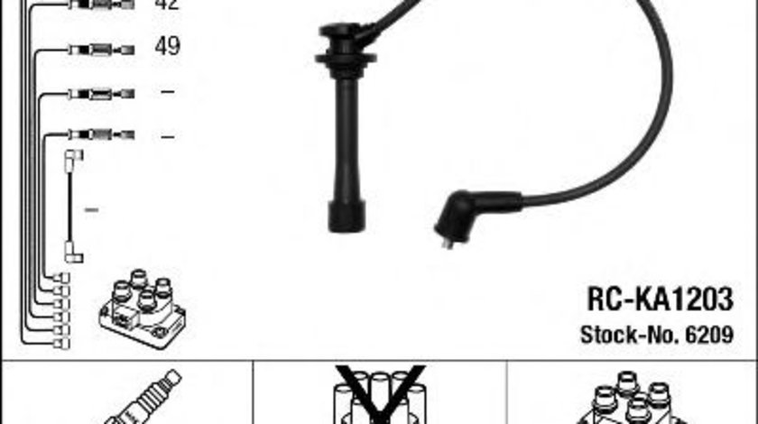 Set cablaj aprindere KIA CARENS II (FJ) (2002 - 2006) NGK 6209 piesa NOUA