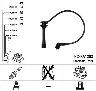 Set cablaj aprindere KIA SHUMA II limuzina (FB) (2001 - 2004) NGK 6209 piesa NOUA