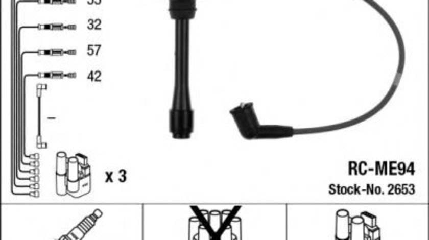 Set cablaj aprindere MITSUBISHI PAJERO II Canvas Top (V2_W, V4_W) (1990 - 2000) NGK 2653 piesa NOUA