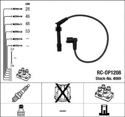 Set cablaj aprindere OPEL COMBO Tour (2001 - 2016) NGK 4069 piesa NOUA