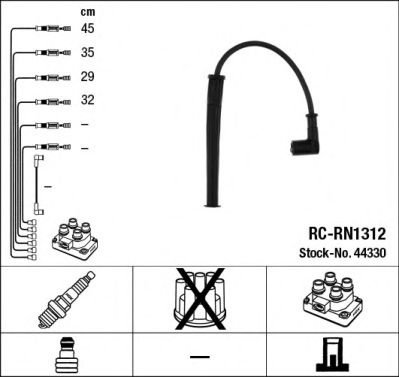 Set cablaj aprindere RENAULT CLIO II (BB0/1/2, CB0/1/2) (1998 - 2005) NGK 44330 piesa NOUA