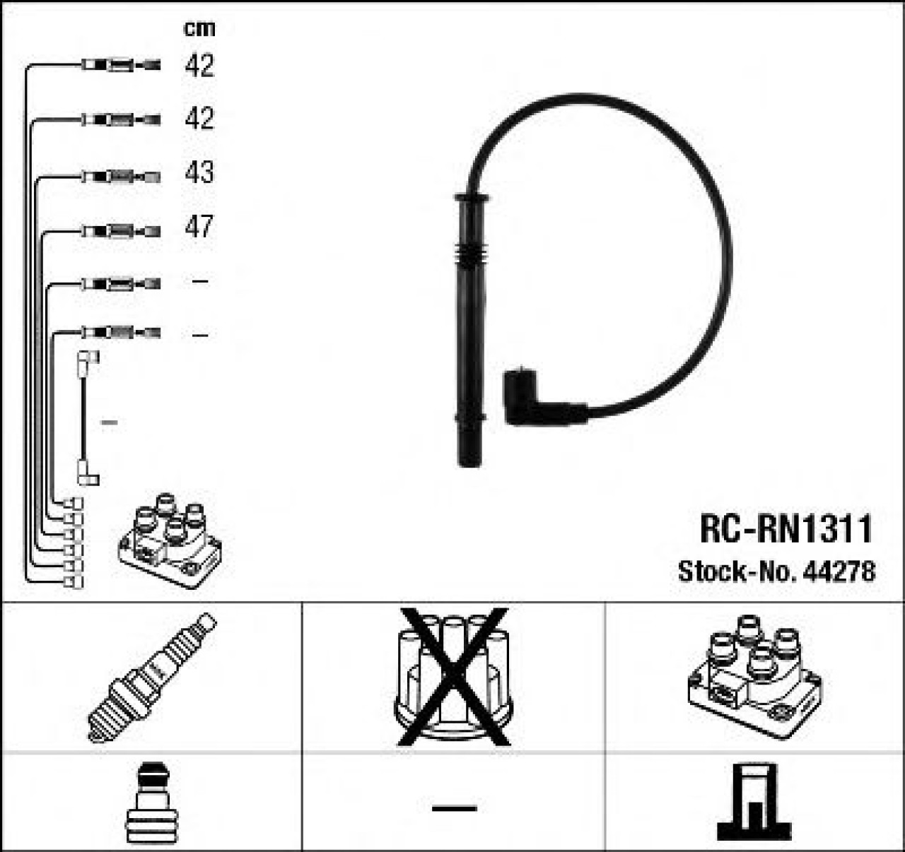 Set cablaj aprindere RENAULT TWINGO I (C06) (1993 - 2012) NGK 44278 piesa NOUA