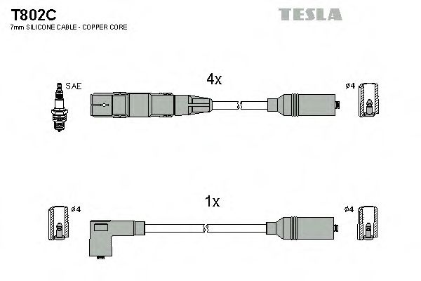 Set cablaj aprindere VW PASSAT (3A2, 35I) (1988 - 1997) TESLA T802C piesa NOUA