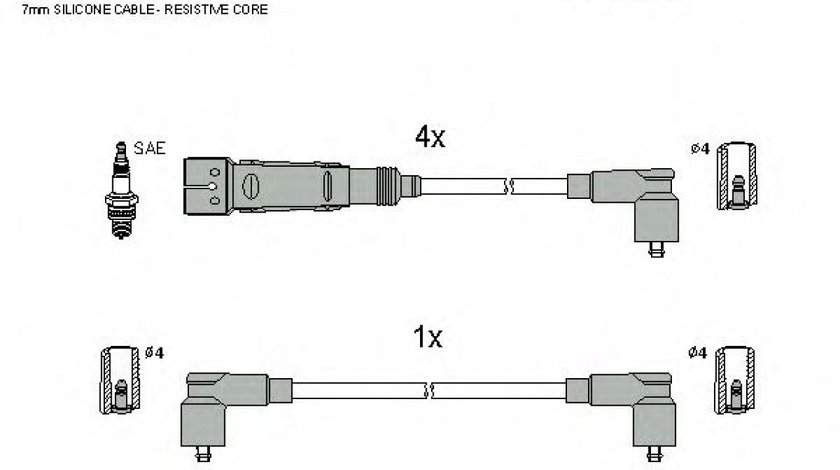 Set cablaj aprindere VW POLO (6N1) (1994 - 1999) TESLA T045B piesa NOUA
