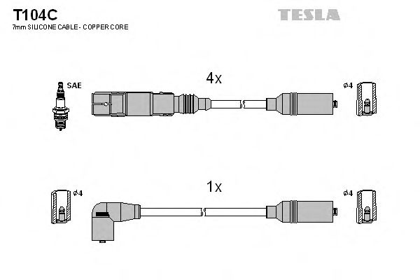 Set cablaj aprindere VW VENTO (1H2) (1991 - 1998) TESLA T104C piesa NOUA