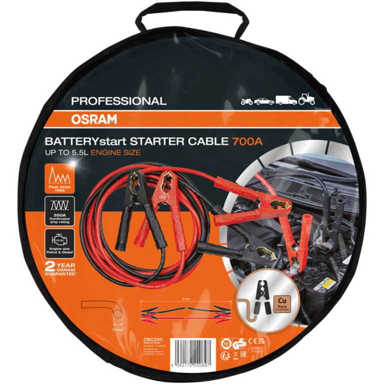 Set Cabluri Curent Pornire Motor 700A Lungime 3.5M Osram OSC250A
