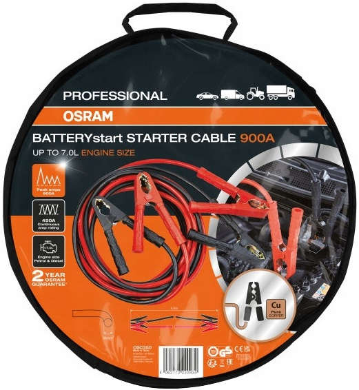 Set Cabluri Curent Pornire Motor Profesionale 900A Lungime 4.5M Osram OSC350