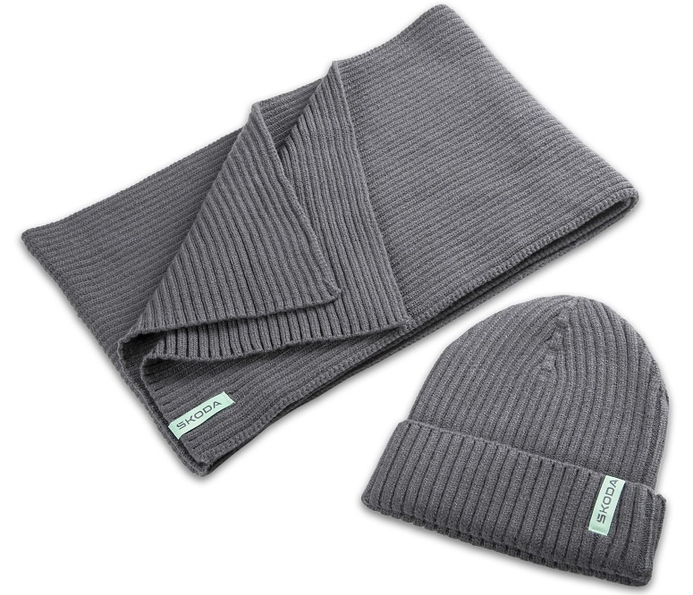 Set Caciula Cu Fular Unisex Oe Skoda Gri 000084303N8XP